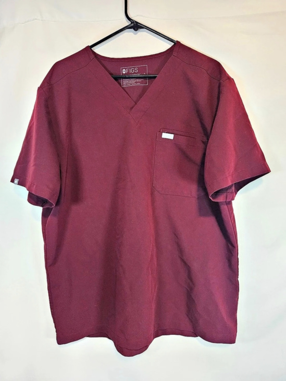 FIGS Technical Collection Burgundy Scrub Top Polyester Rayon